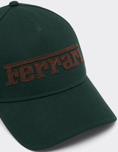Cotton Twill Baseball Cap with Ferrari Embroidery