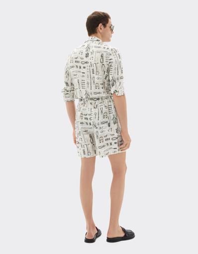 Pantalón corto de sarga de seda con estampado Officina