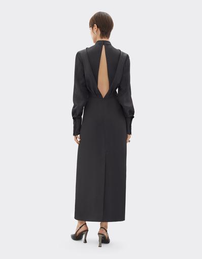 Long Satin Dress with Draping