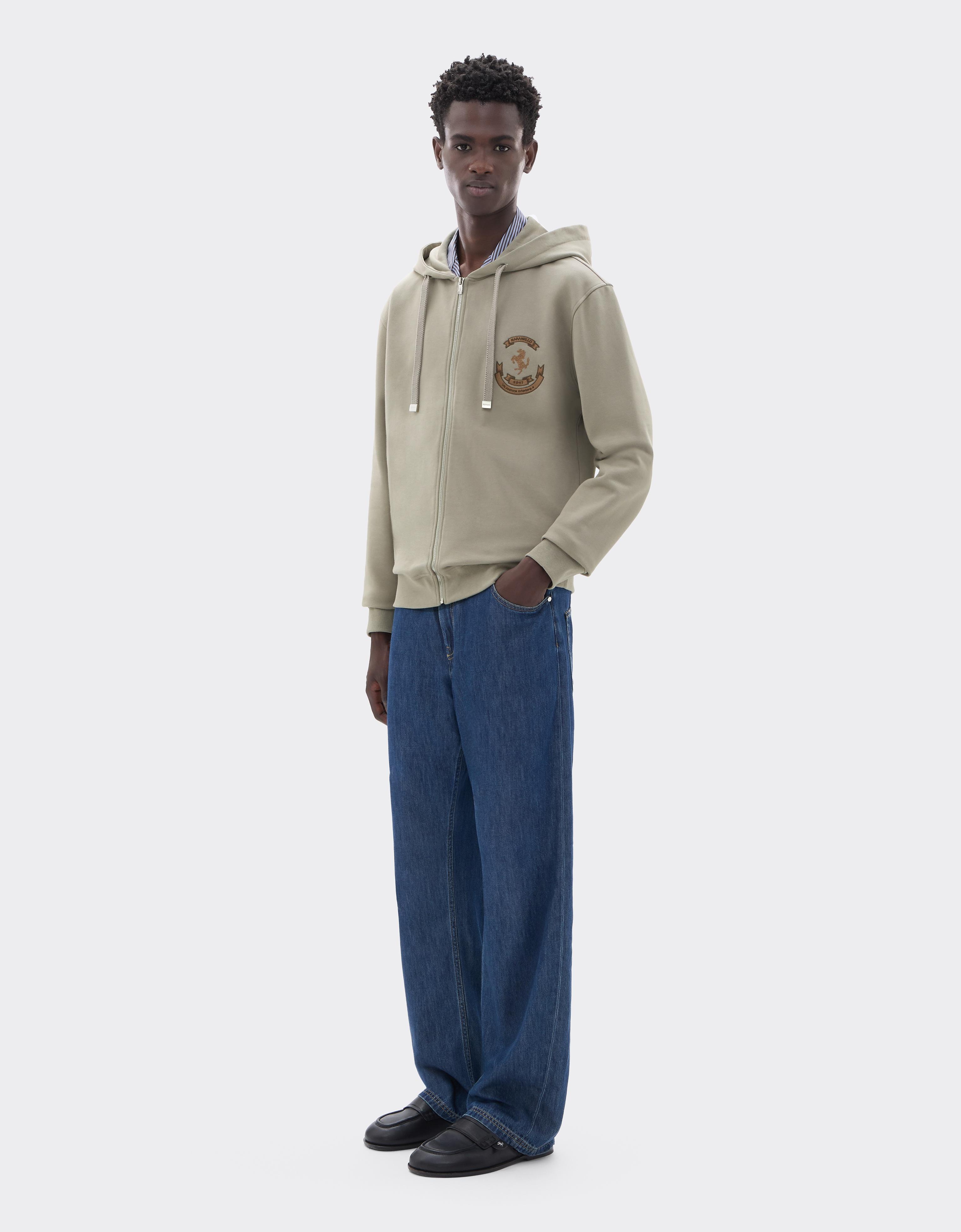 Cotton Hooded Sweatshirt with Prancing Horse