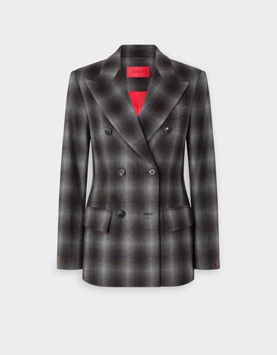 Double-breasted Tartan Wool Flannel Blazer