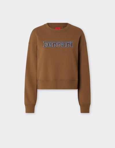 Sudadera de cuello redondo de algodón con logotipo de Ferrari