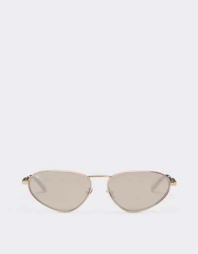 Lunettes de soleil en métal doré avec verres blancs à effet miroir doré