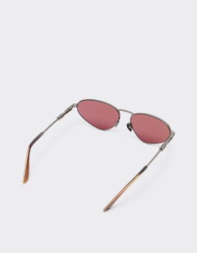Lunettes de soleil en métal gris fusil brillant avec verres exclusifs Contrast Pro™