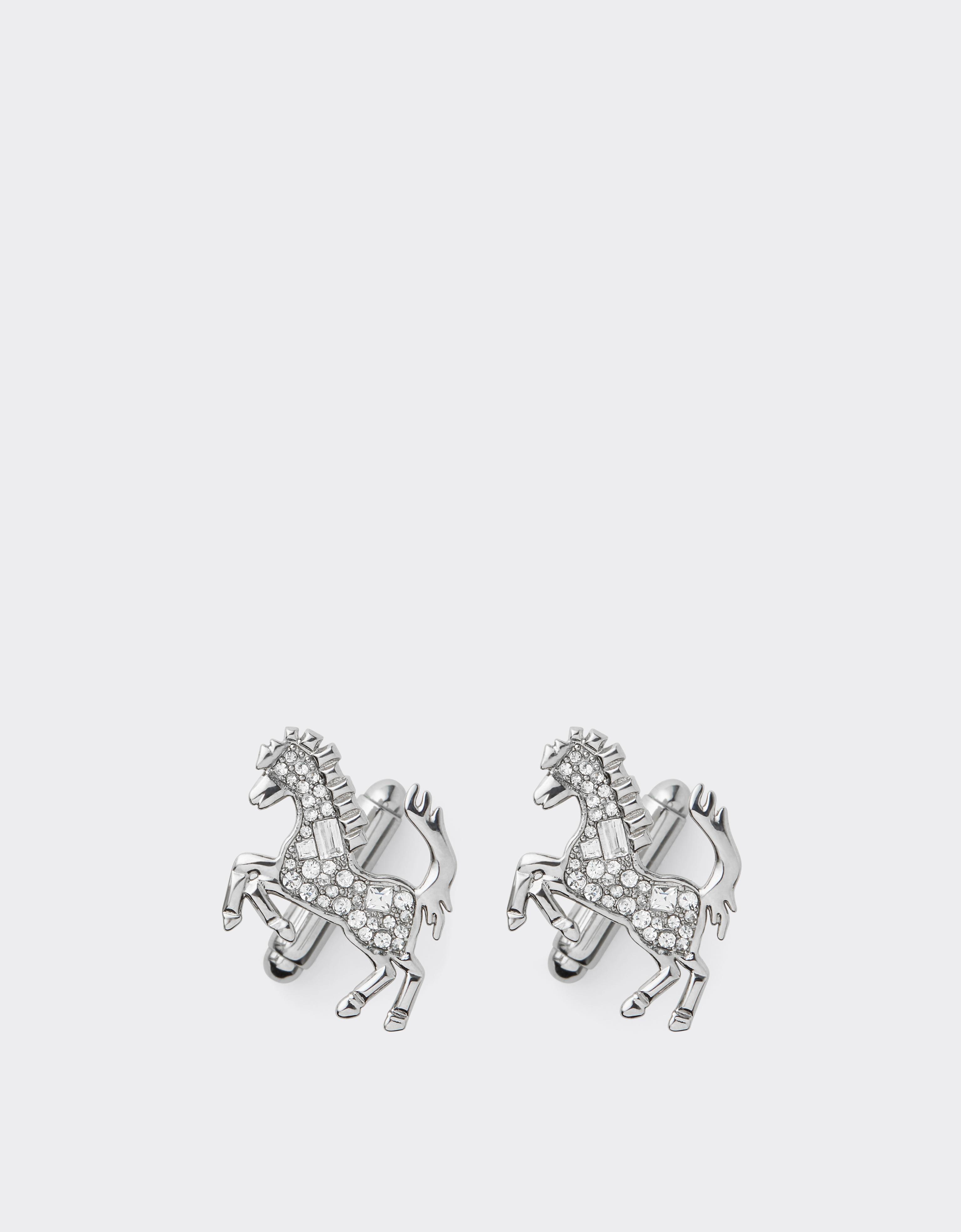 CUFFLINKS PRANCING HORSE METAL + STRASS