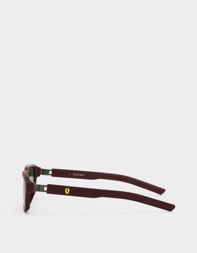 Scuderia Ferrari burgundy sunglasses with dark grey lenses