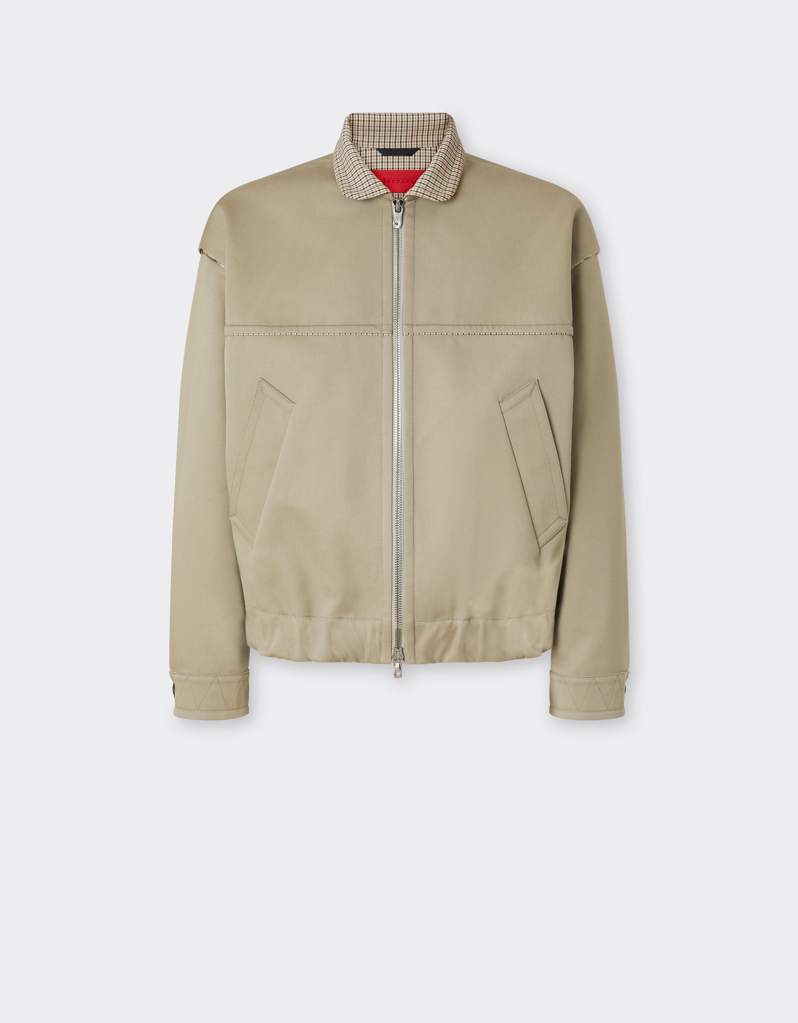 Ferrari Double Mackintosh Blouson With Prince Of Wales Check Collar In Brown