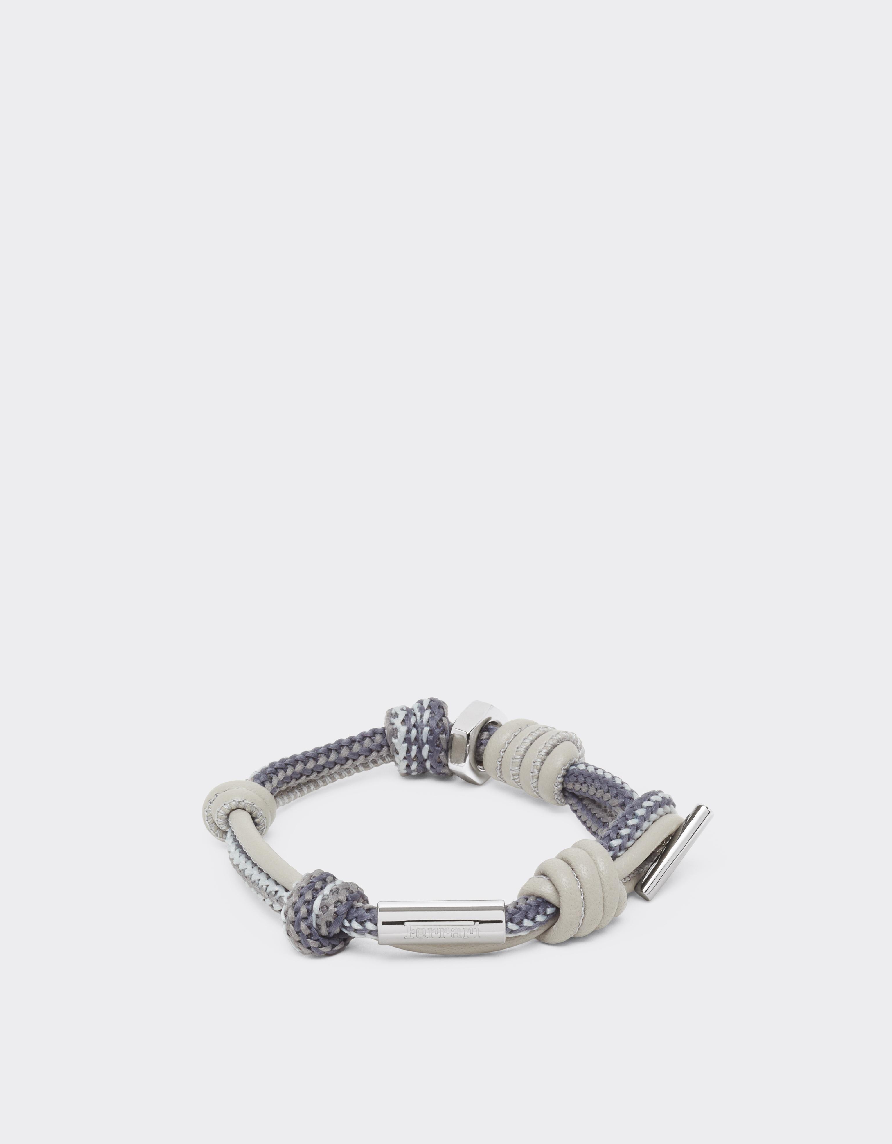 Ferrari Knotted Leather And Cord Bracelet In Gray