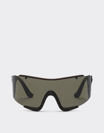 Lunettes de soleil Ferrari en métal et cuir marron avec monture marron