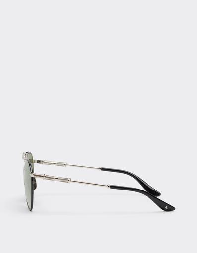 Sunglasses in  polishedsilver-colouredmetal  with dark green lenses