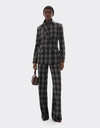 Double-breasted Tartan Wool Flannel Blazer