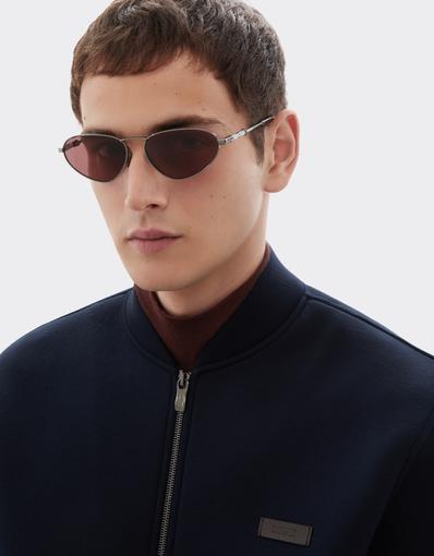 Lunettes de soleil en métal gris fusil brillant avec verres exclusifs Contrast Pro™