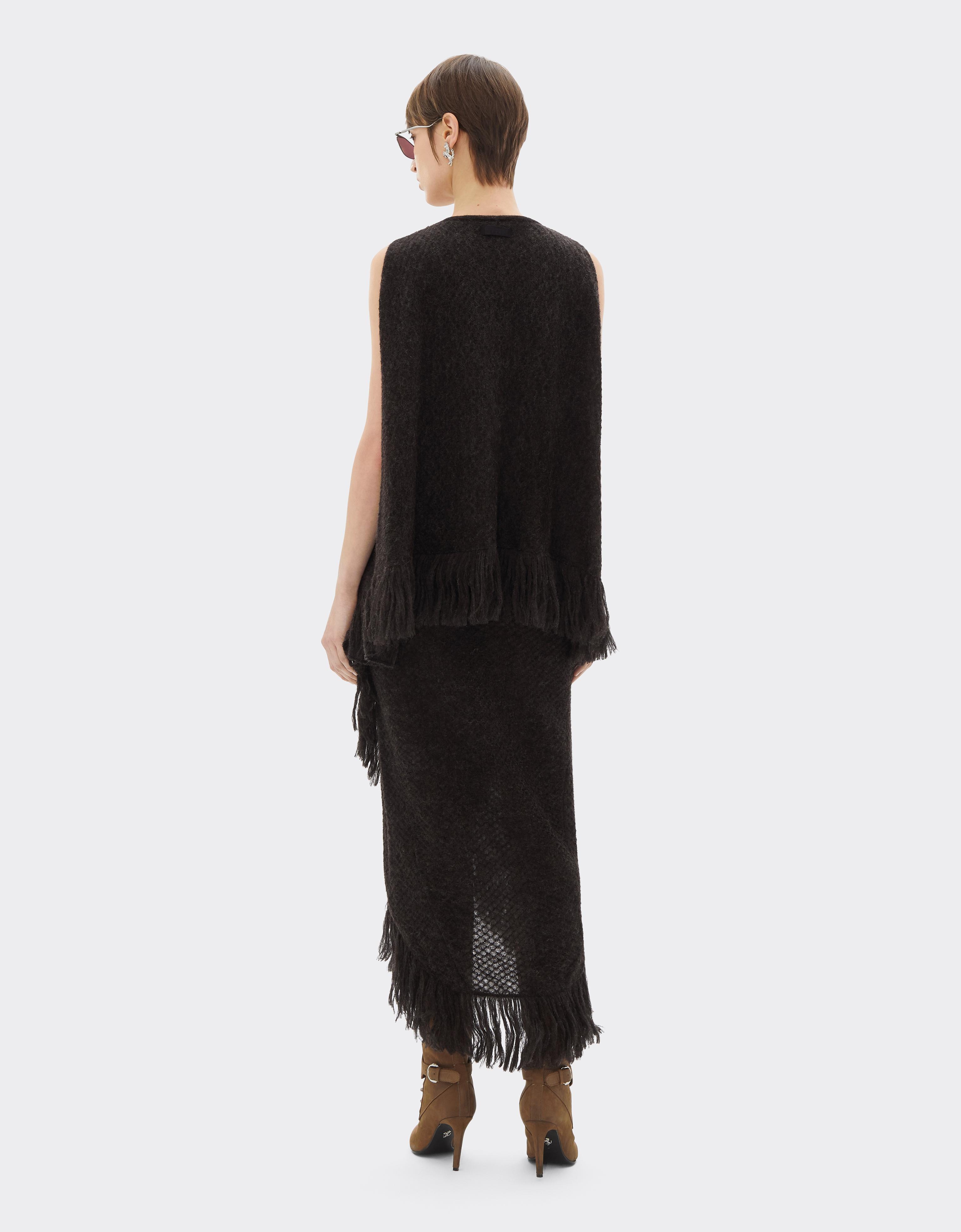 Robe midi en mélange de laine avec franges
