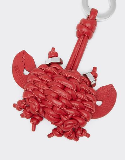 Woven leather Crab keyring