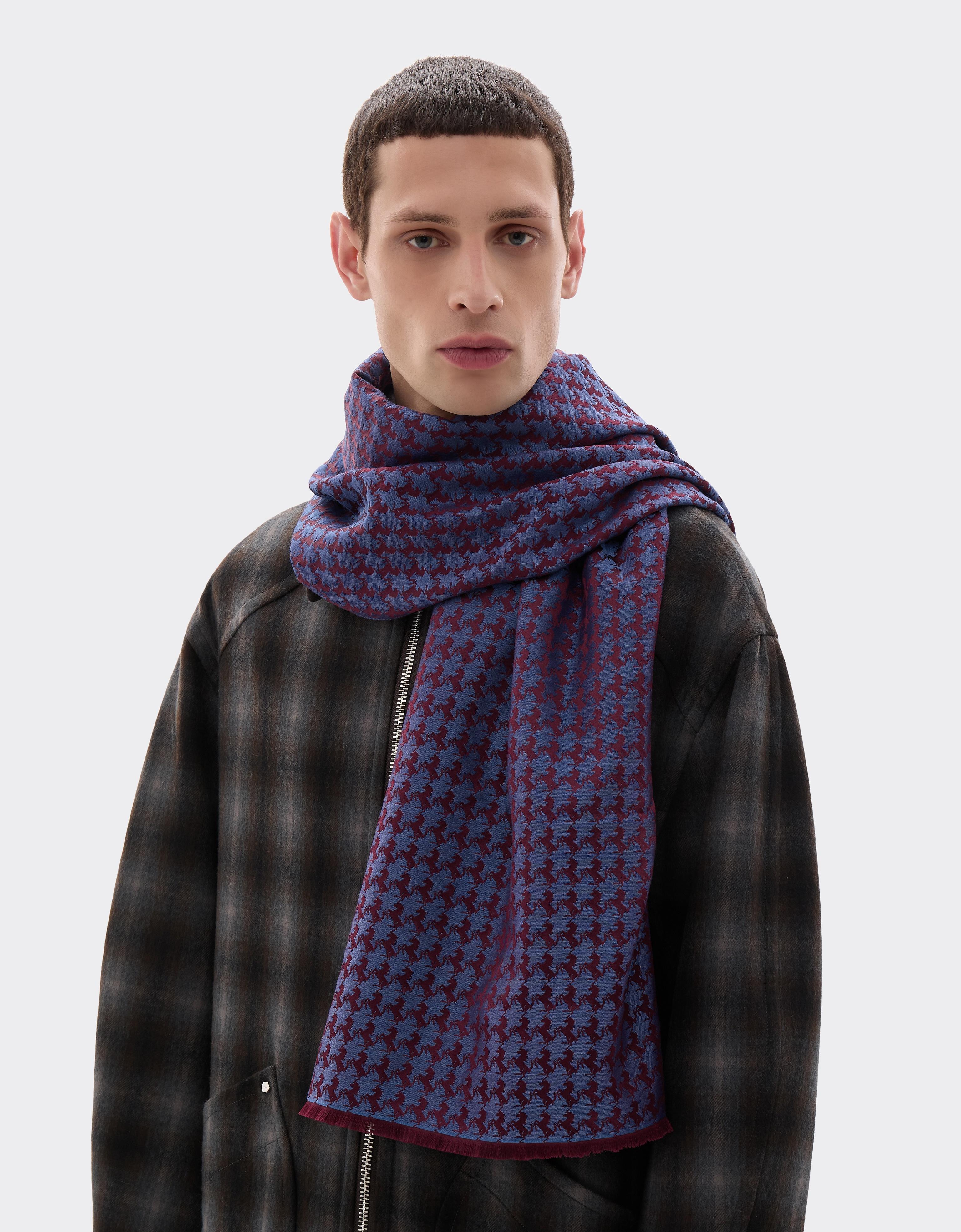 Wool and Silk Scarf with Prancing Horse Jacquard