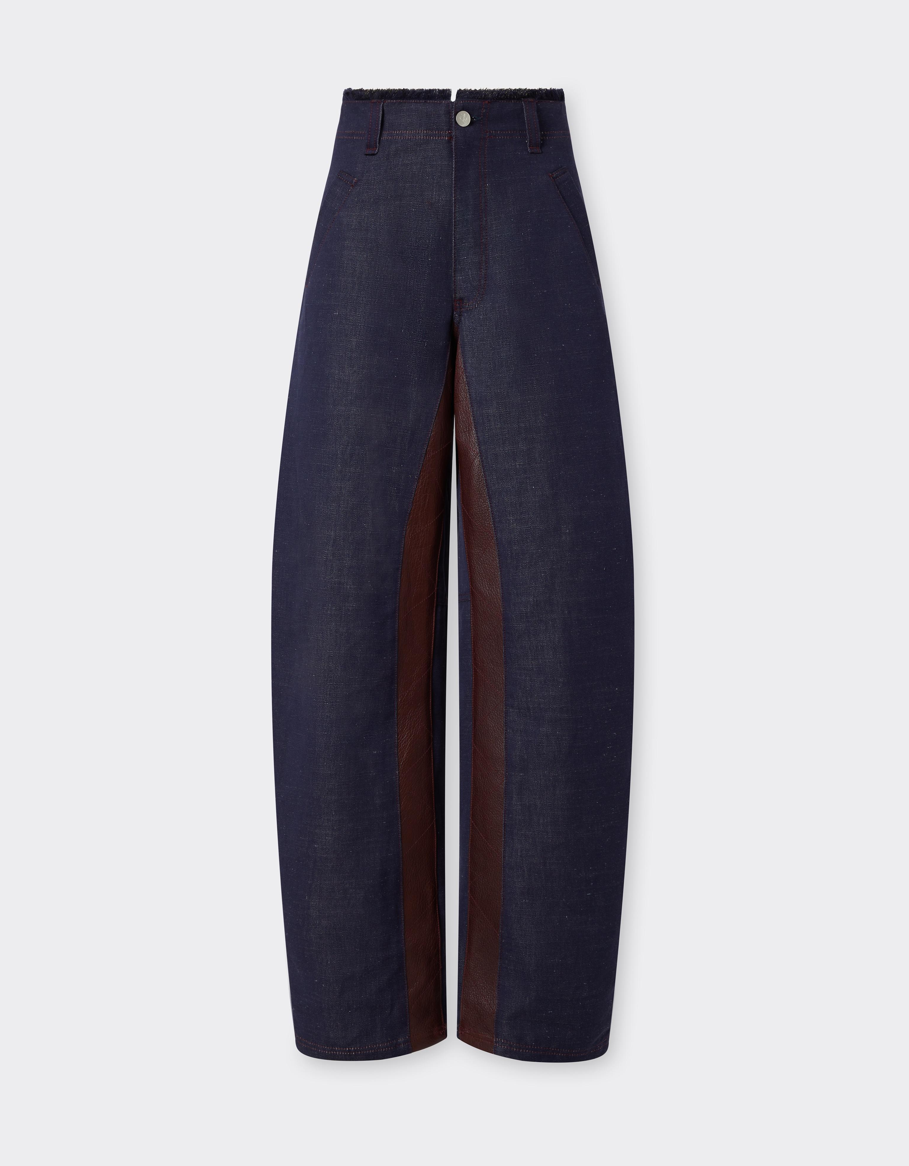Ferrari Cotton And Linen Denim Trousers In Blue