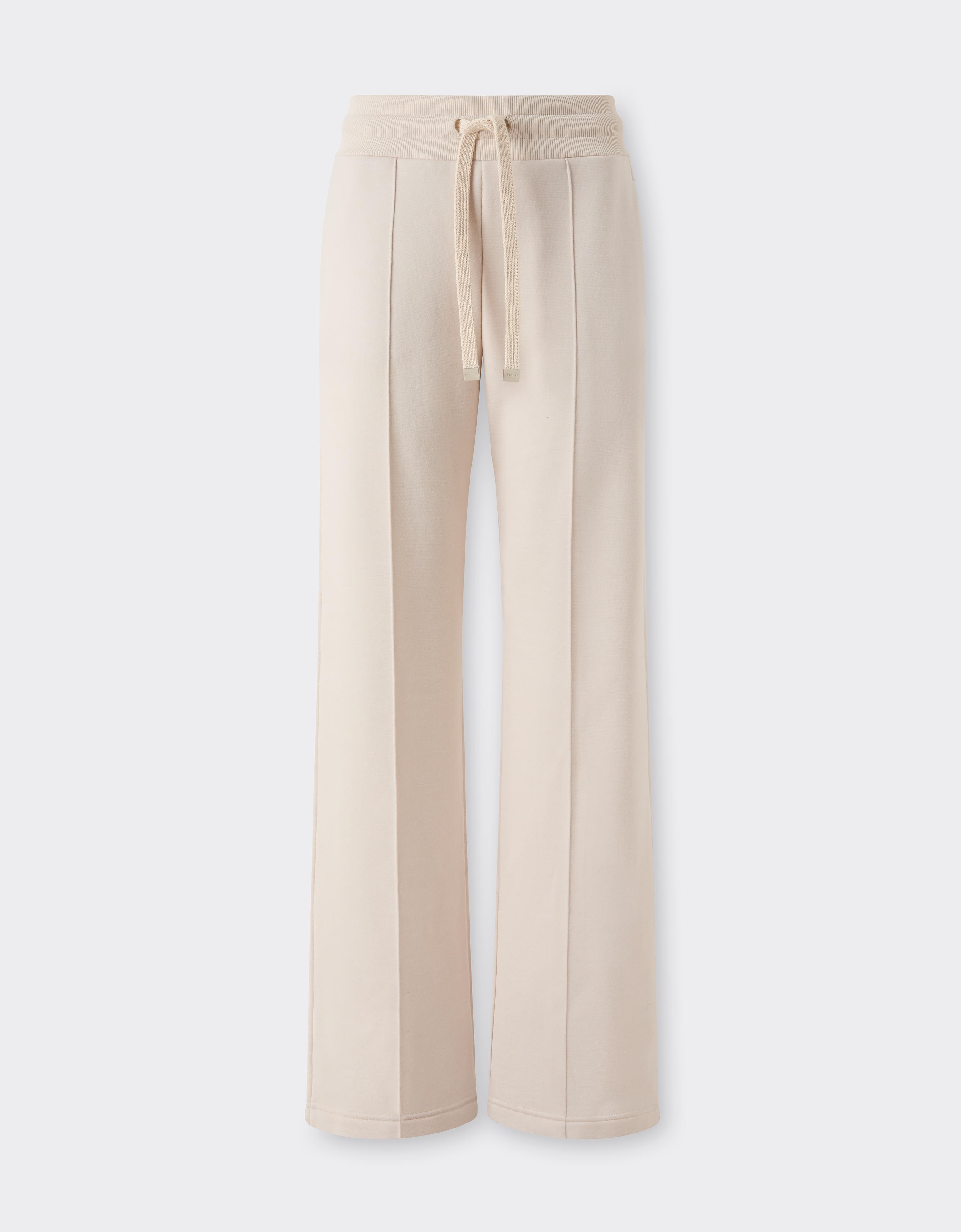 Ferrari Wool And Cotton Trousers With Drawstring In Ivory Cream