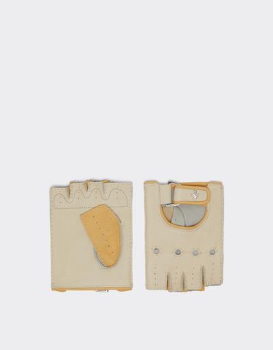 Fingerless Leather Gloves with Prancing Horse Logo
