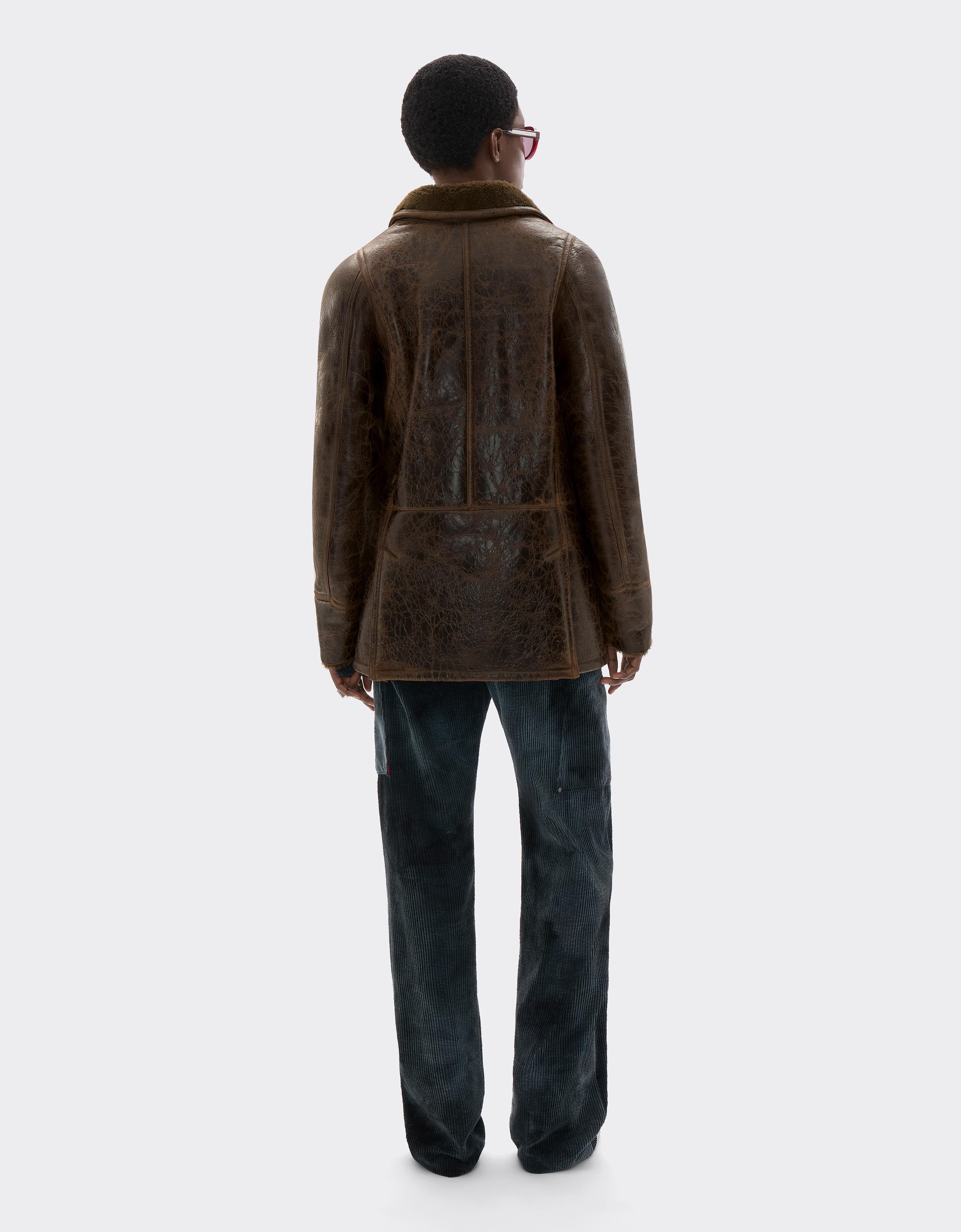 Short Craquelé Lambskin Coat