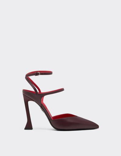 Semi-matt leather slingback with high heel