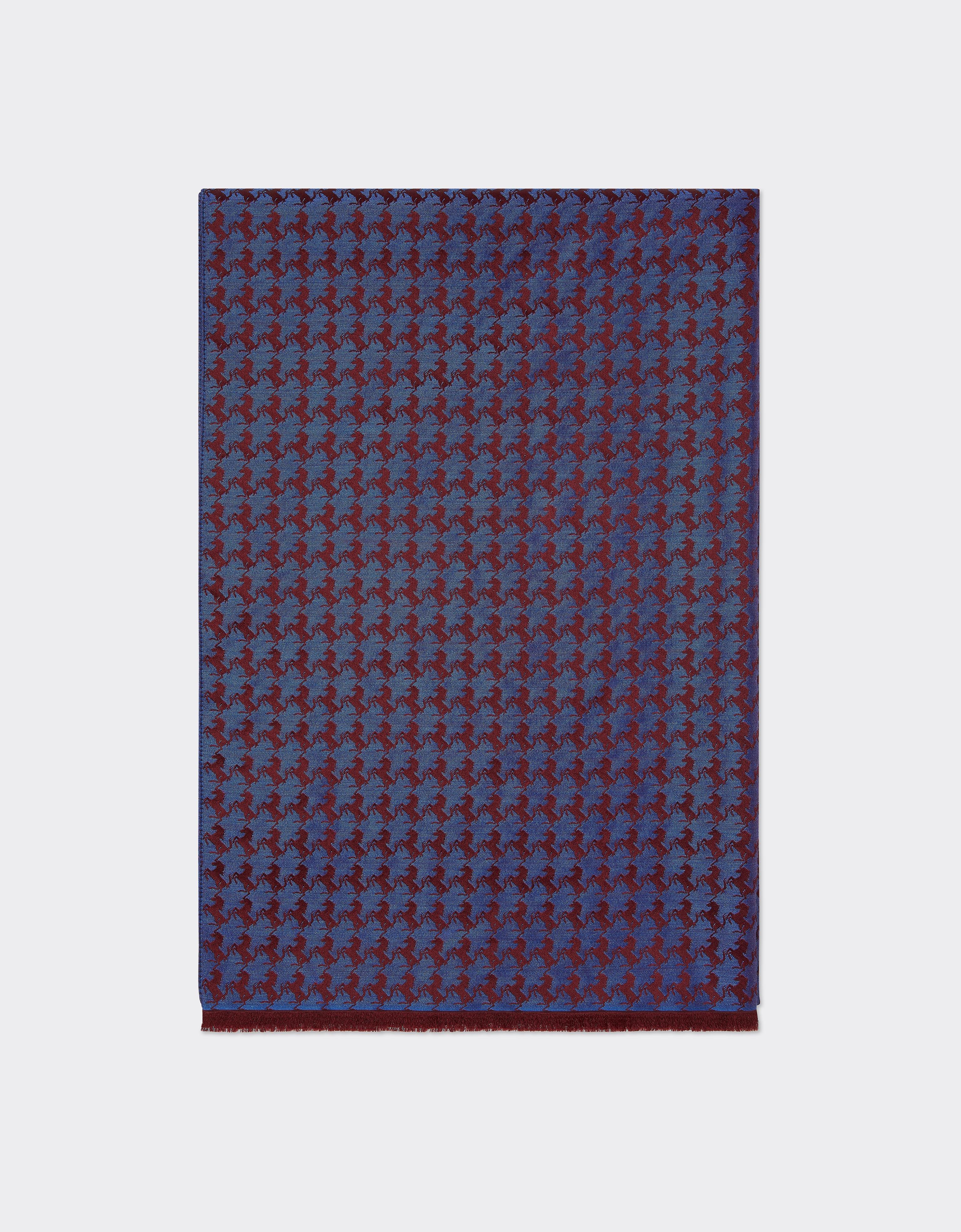 Wool and Silk Scarf with Prancing Horse Jacquard