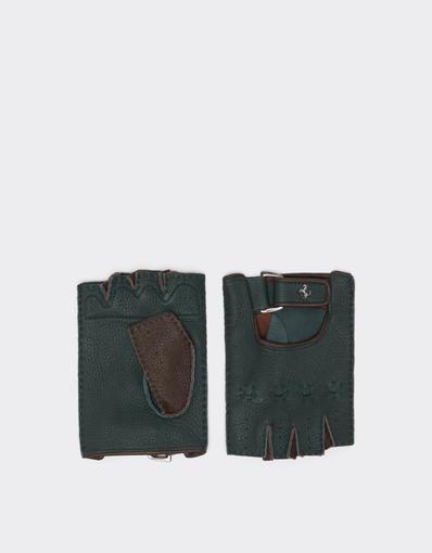 Fingerless Leather Gloves with Prancing Horse Logo