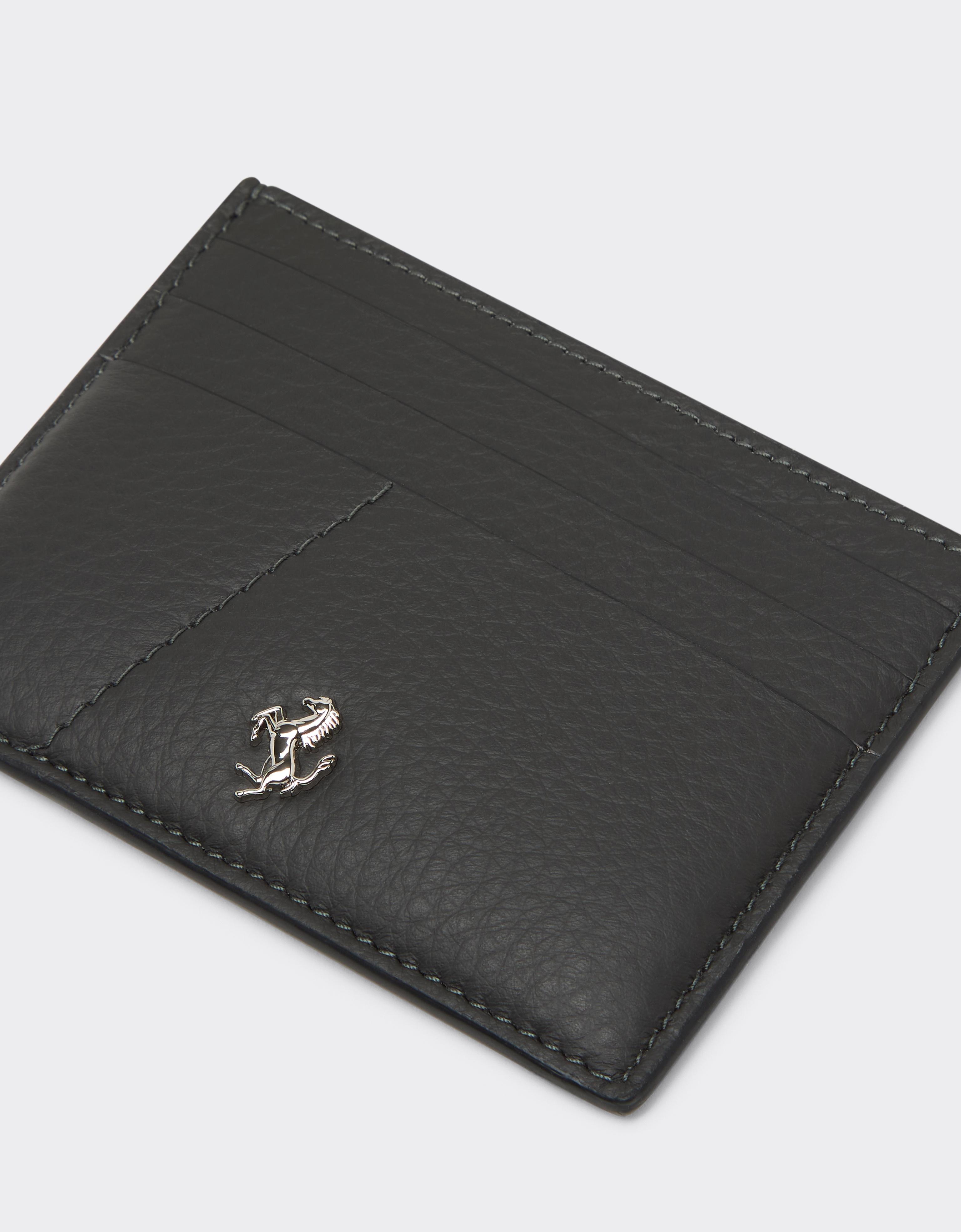 Garnet Leather Card Holder with Prancing Horse