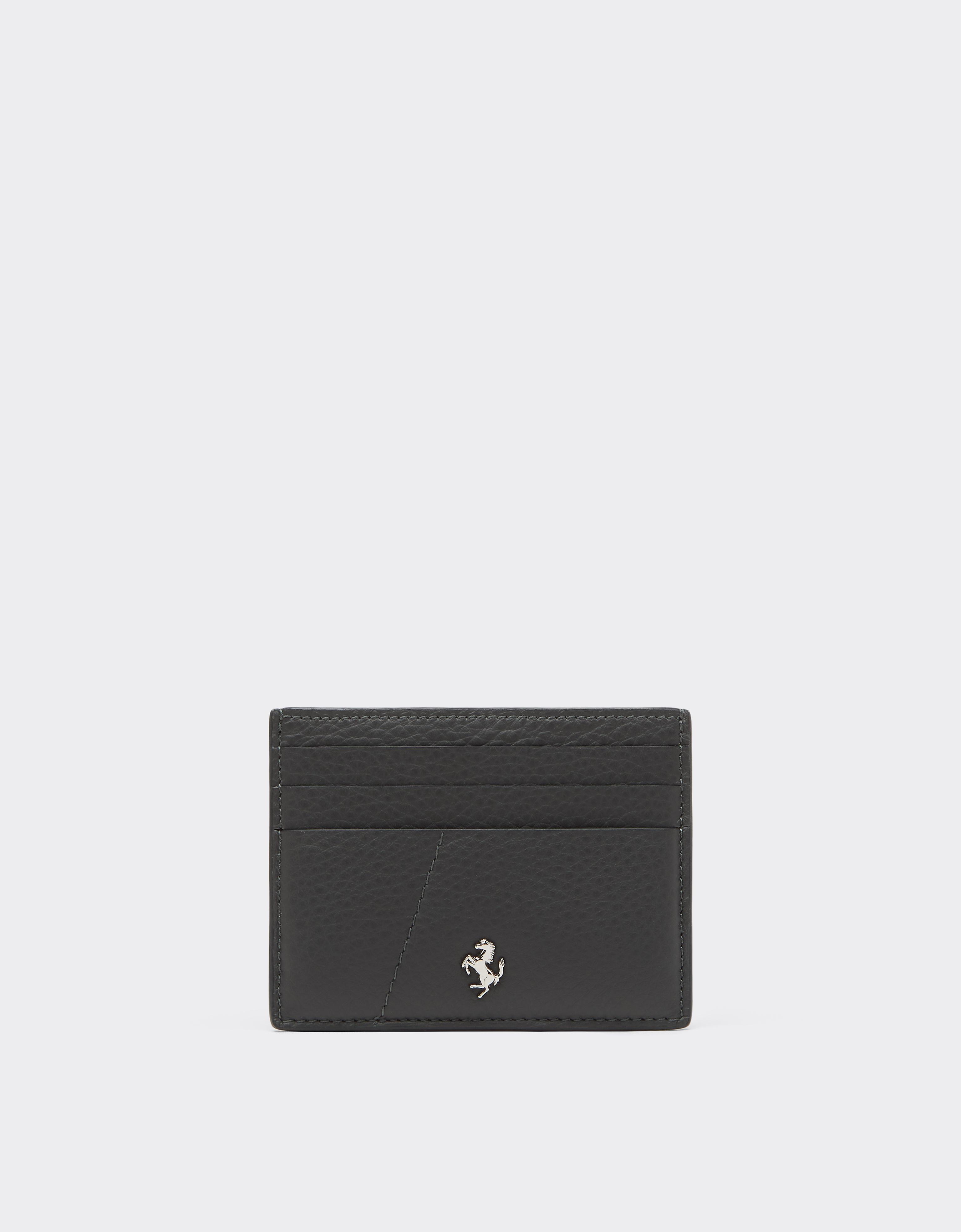 Garnet Leather Card Holder with Prancing Horse