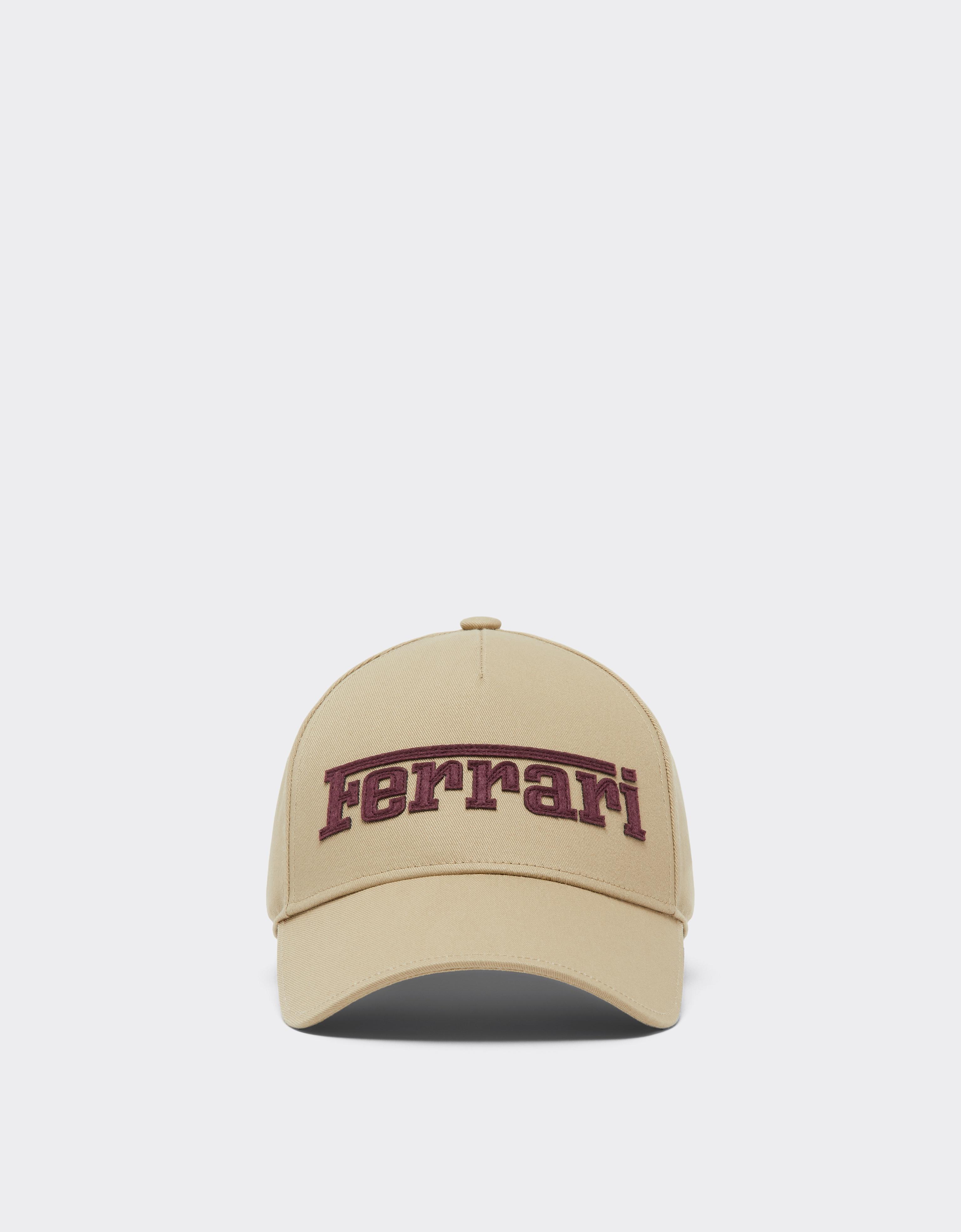 Ferrari Cotton Twill Baseball Cap With  Embroidery In Brown