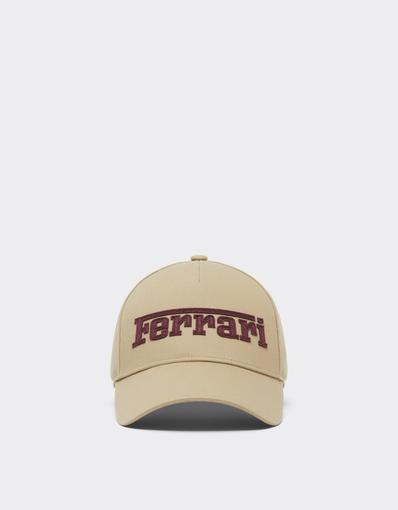Cotton Twill Baseball Cap with Ferrari Embroidery