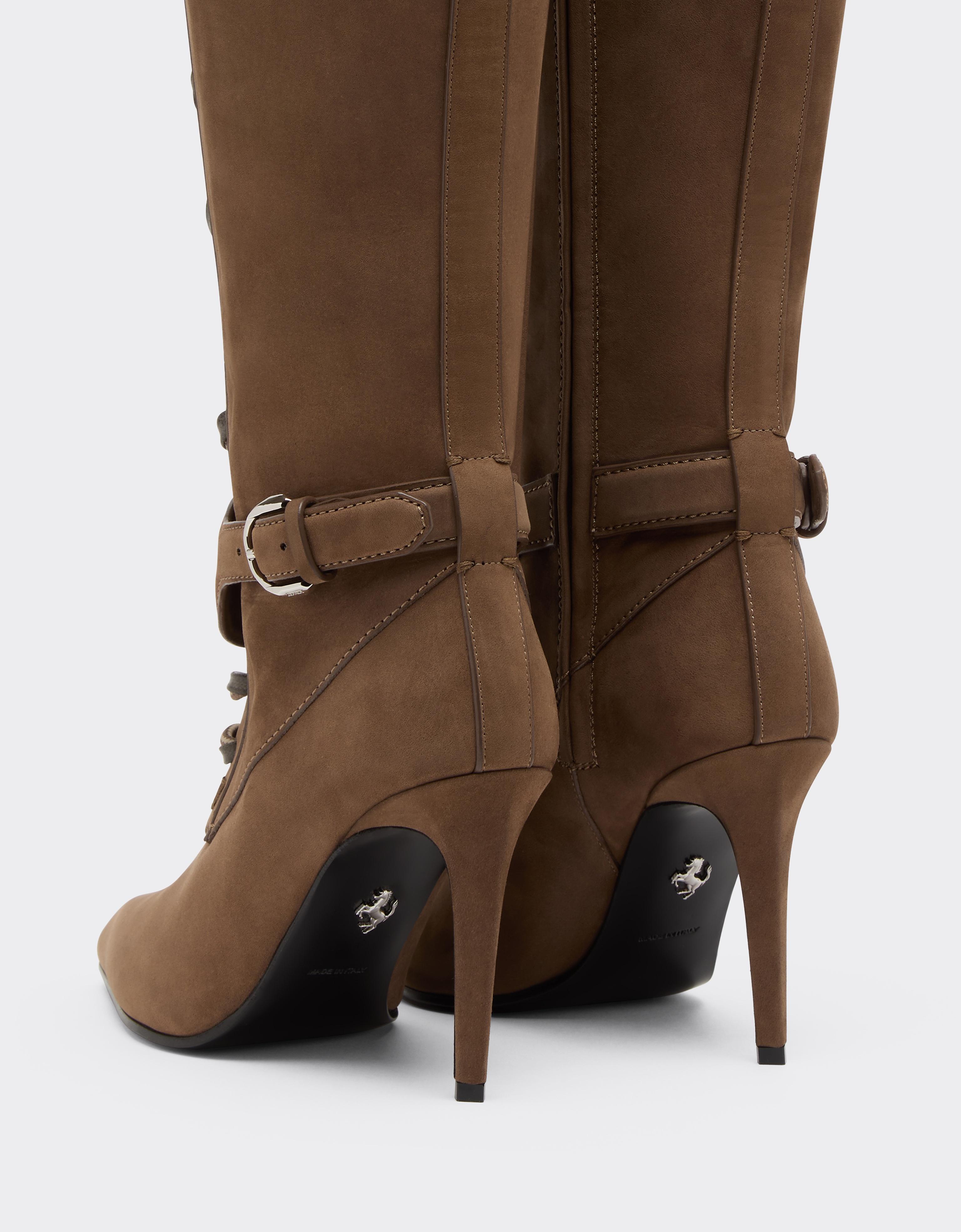 High-top nubuck boot with buckle