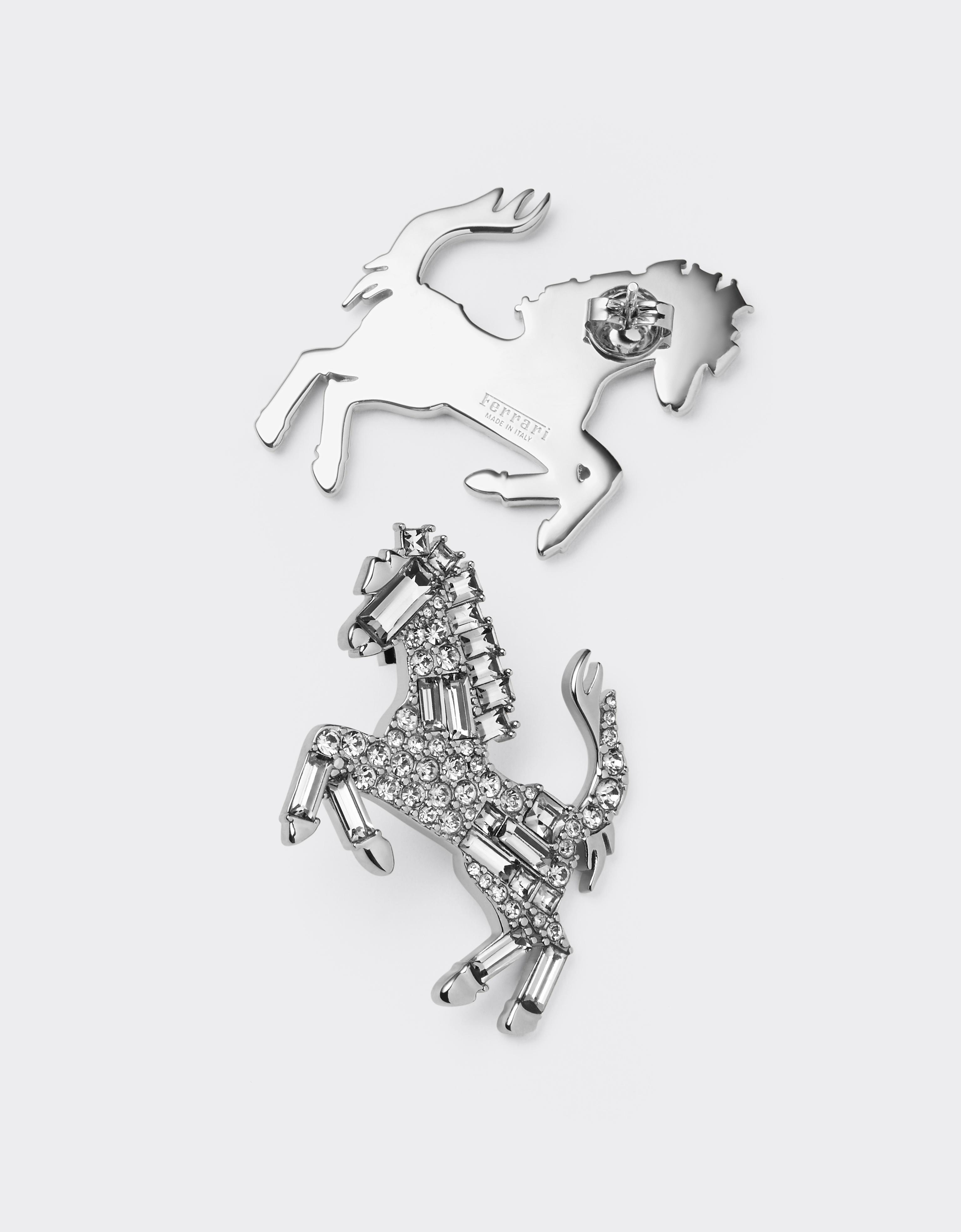 EARRINGS PRANCING HORSE METAL + STRASS