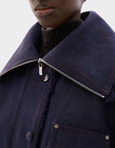 Chaqueta de denim de algodón y lino