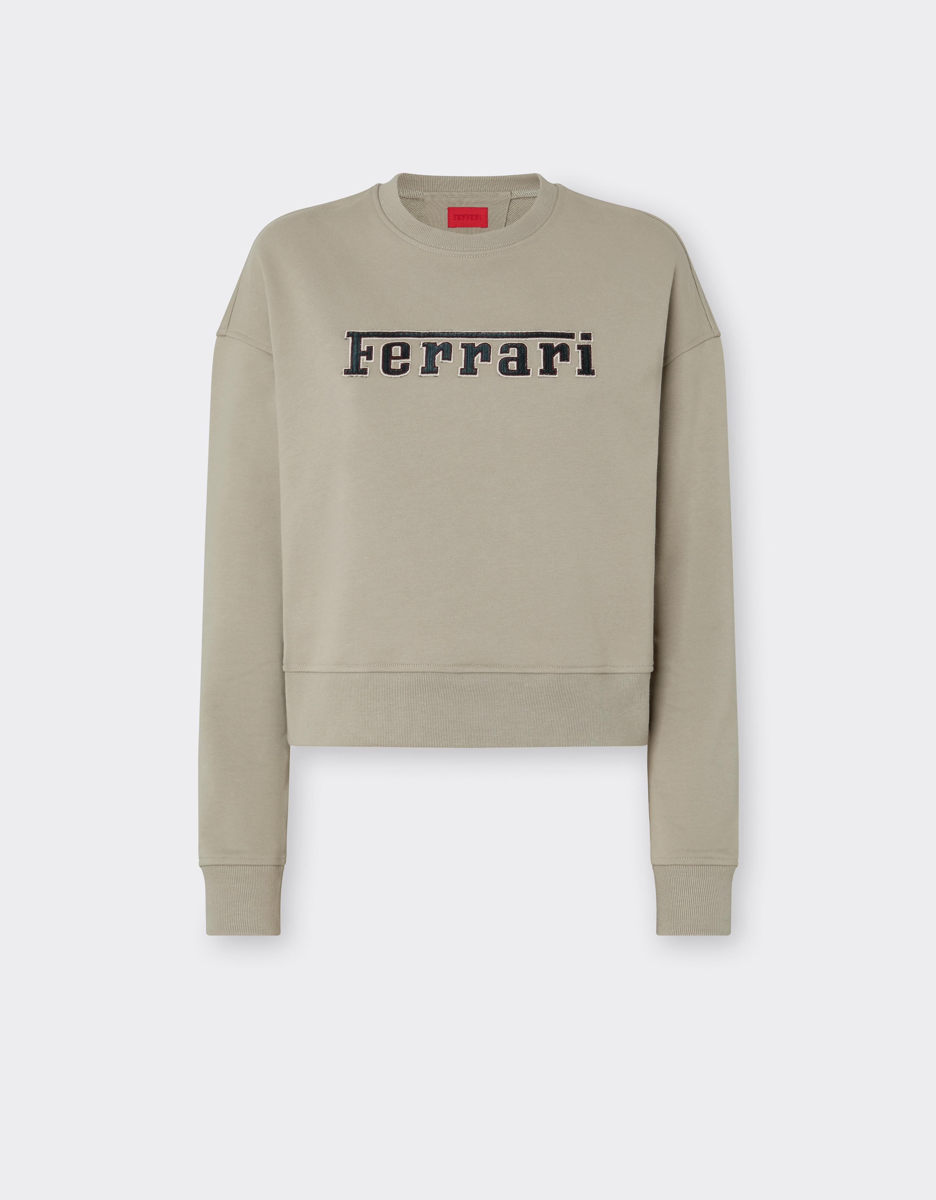 Ferrari Cotton Crew-neck Sweatshirt With  Logo In Brown