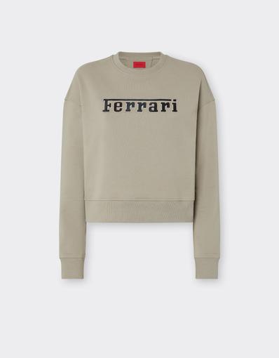 Sudadera de cuello redondo de algodón con logotipo de Ferrari