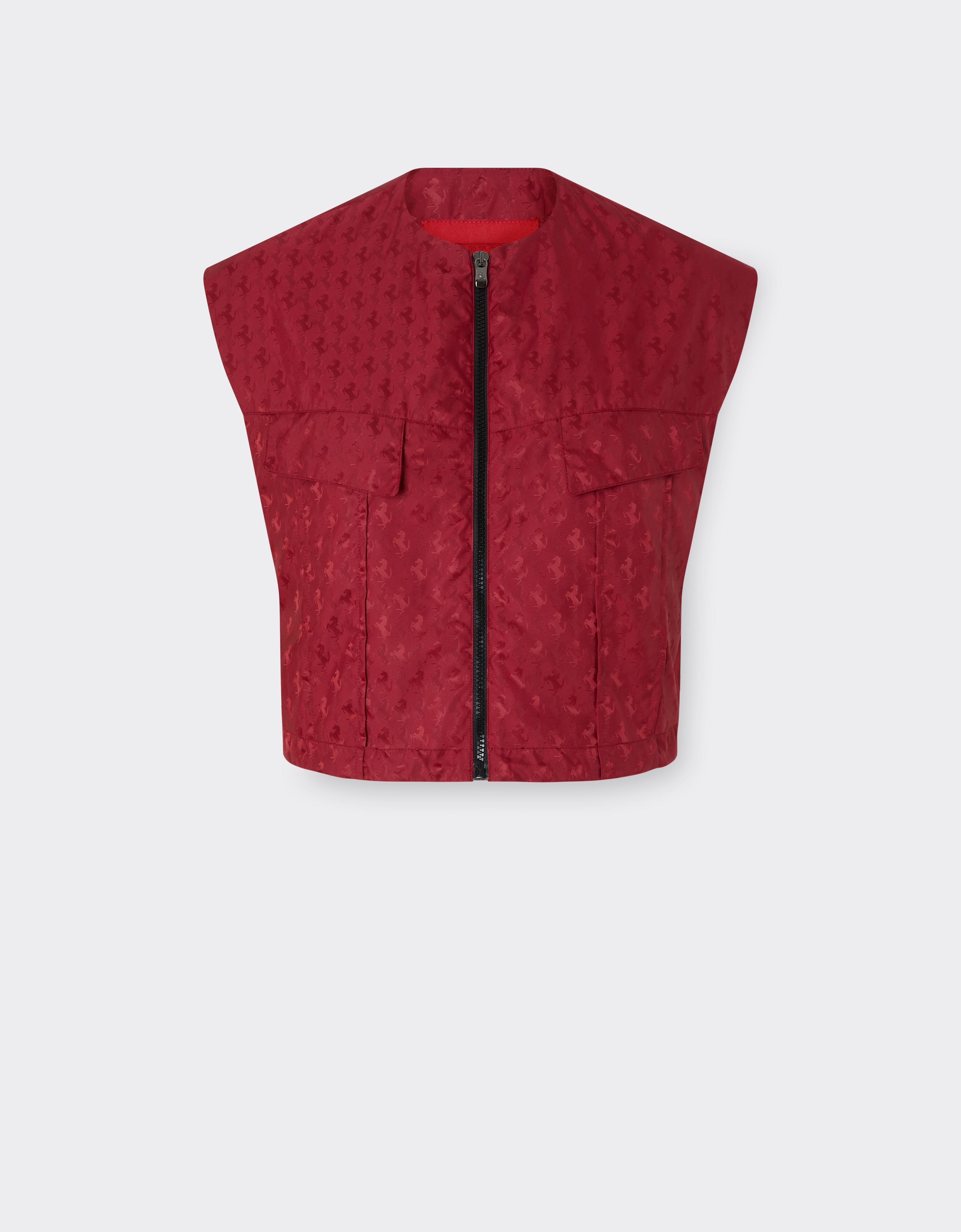 Ferrari Cropped Nylon Jacket With Prancing Horse Motif In Red