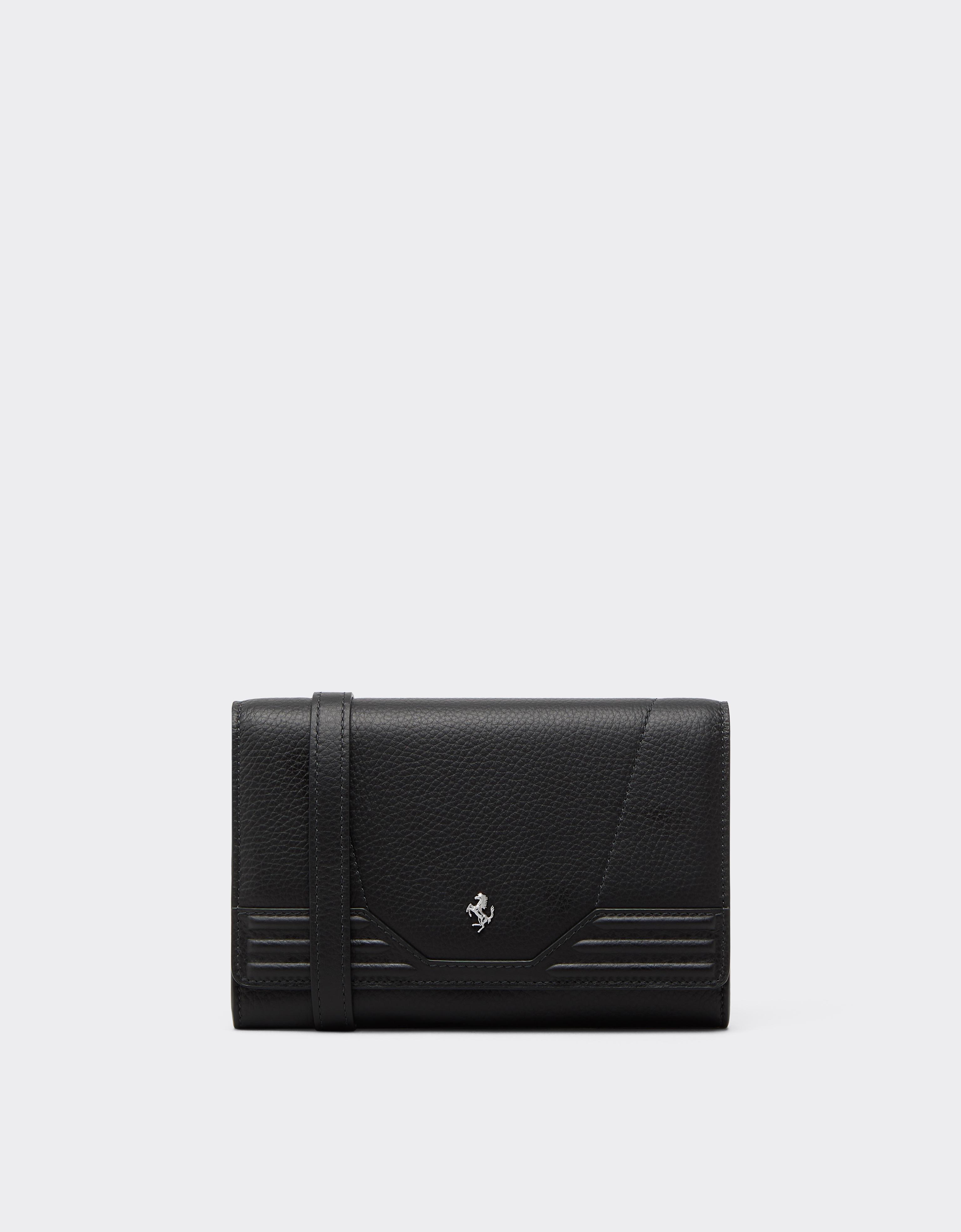 Ferrari Granata Leather Wallet With Chain In Black