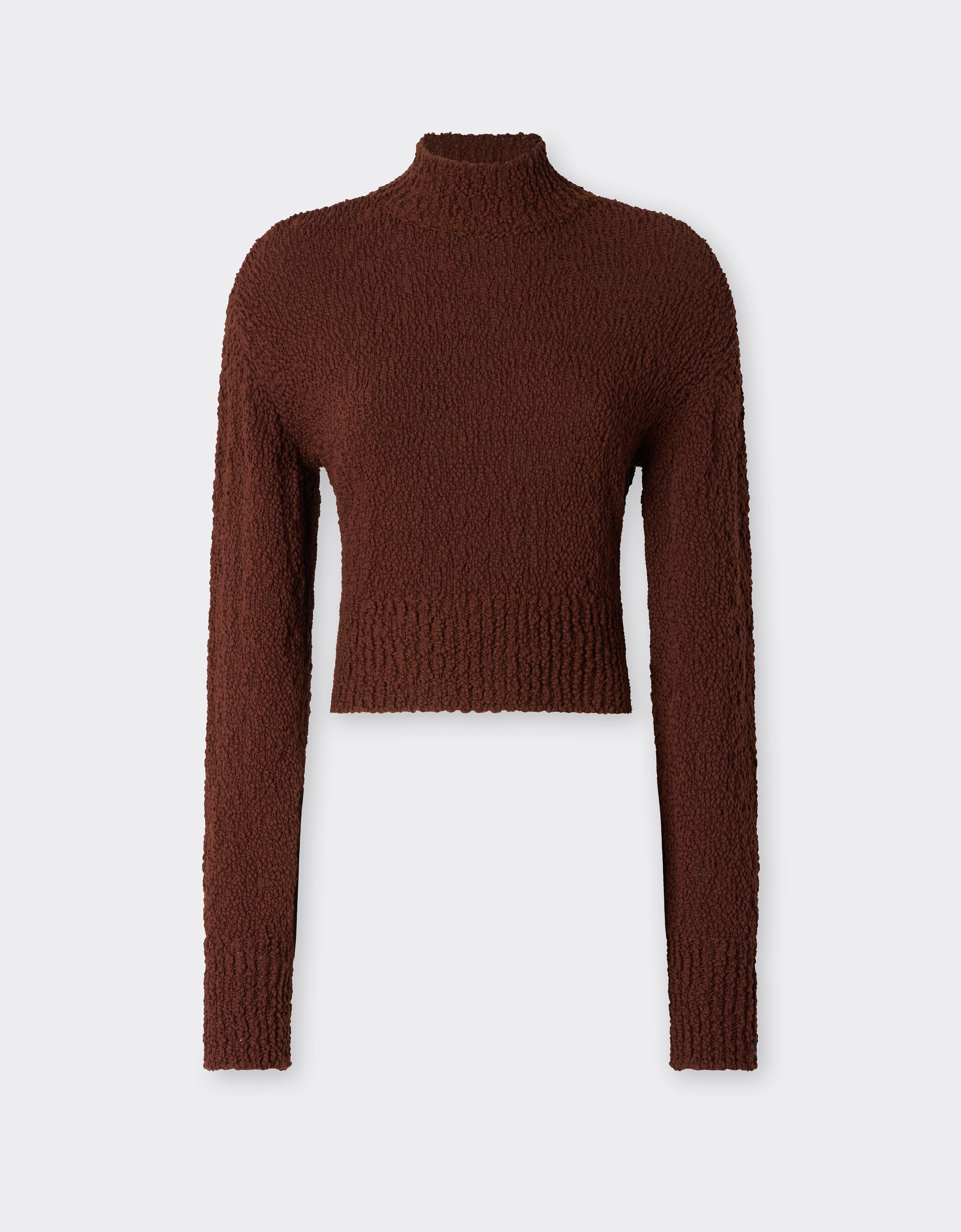 Ferrari Wool Bouclé Turtleneck In Brown
