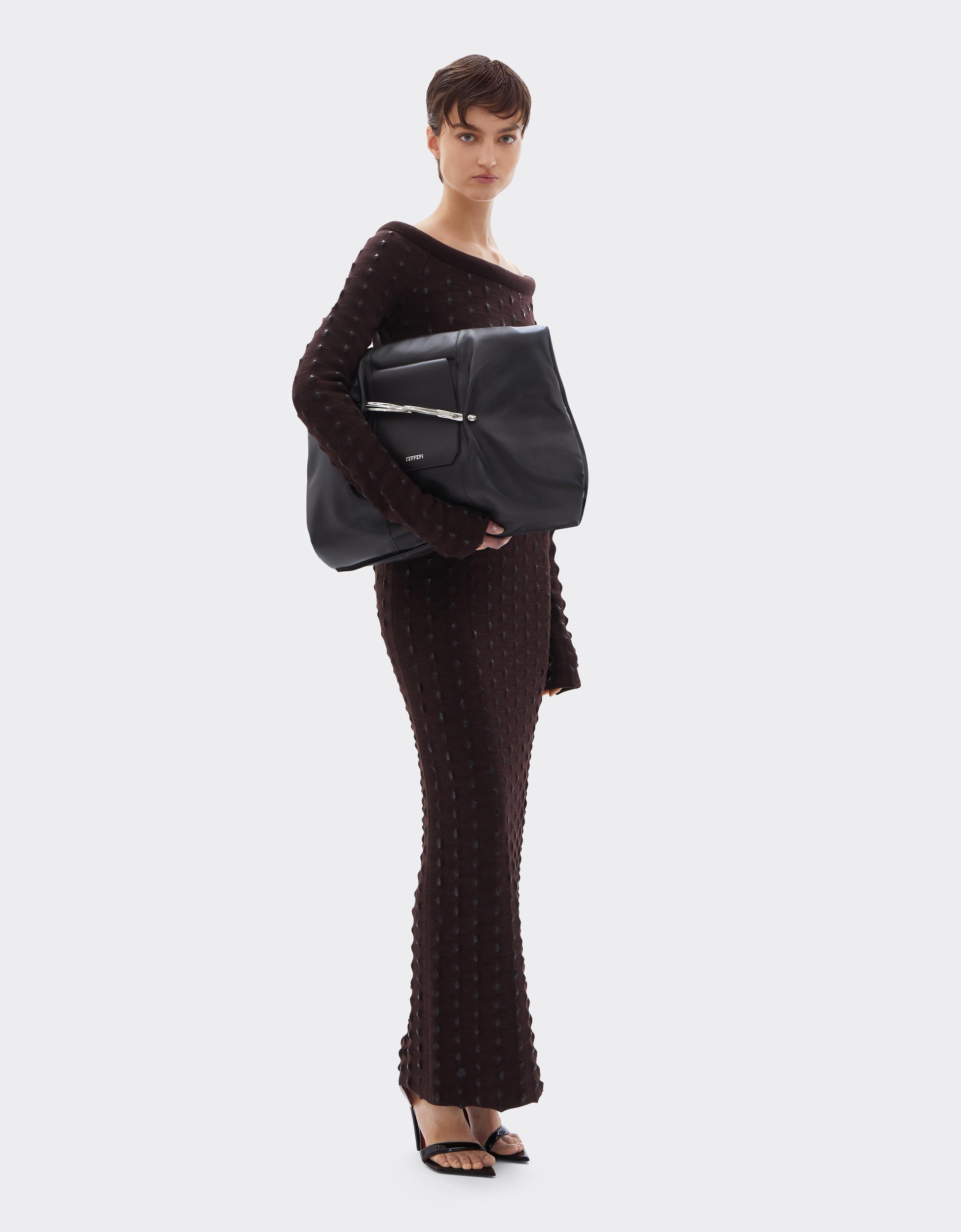 Large Soft Clutch in Semi-Gloss Leather