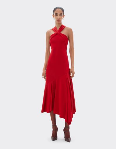 Halter-neck dress with asymmetrical hem