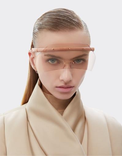 Lunettes de soleil Ferrari en« » injecté, métal et cuir rose avec monture rose