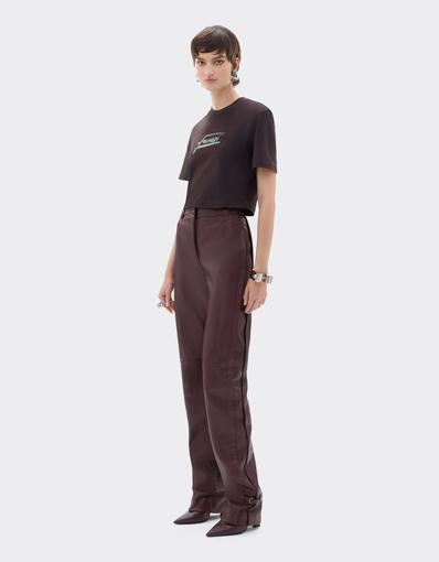 Crop-top T-shirt in cotton with embroidered logo