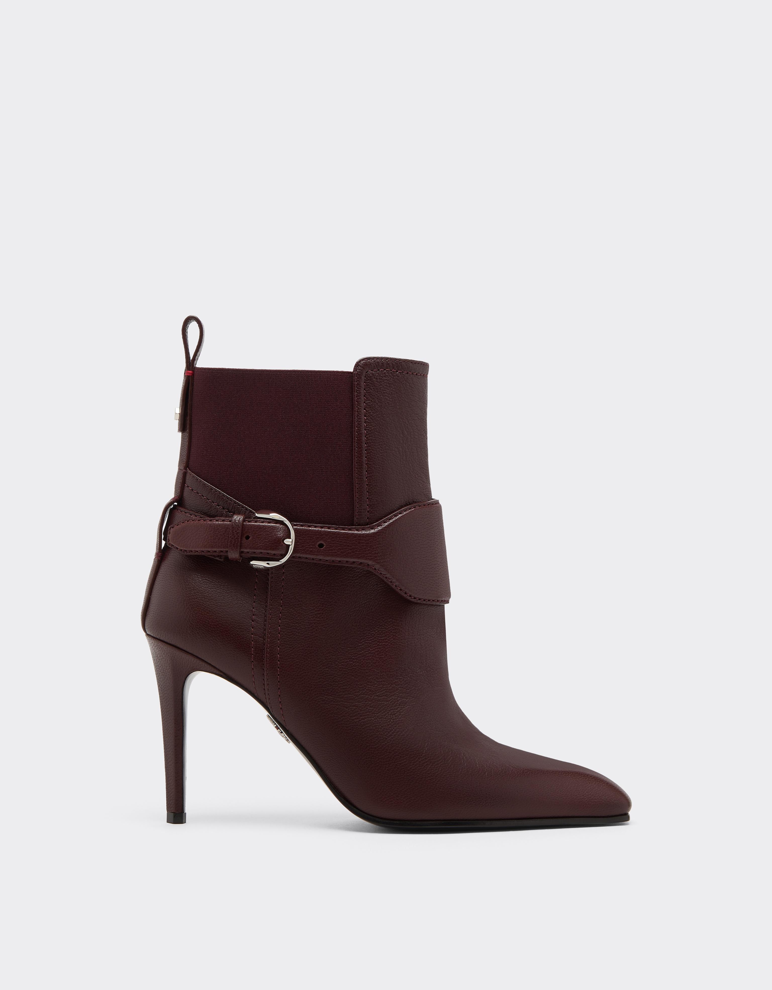 Ferrari Garnet Leather Ankle Boots With High Heel In Brown