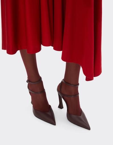 Semi-matt leather slingback with high heel