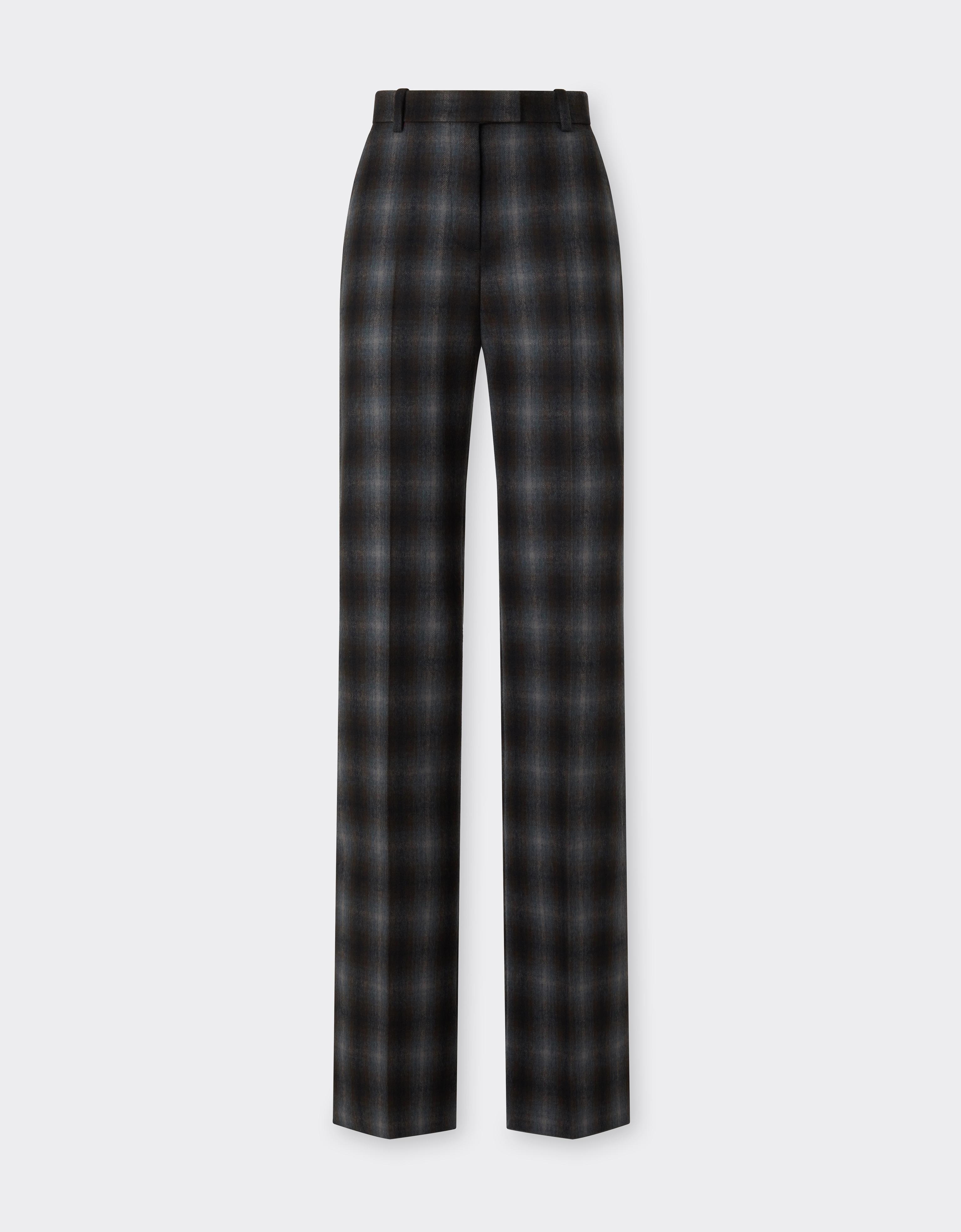 Ferrari Tartan Wool Flannel Trousers In Verde Mugello