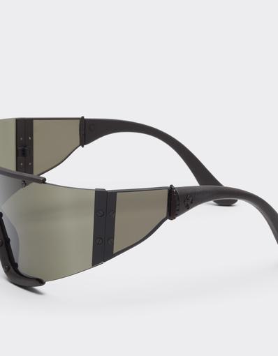 Lunettes de soleil Ferrari en métal et cuir marron avec monture marron