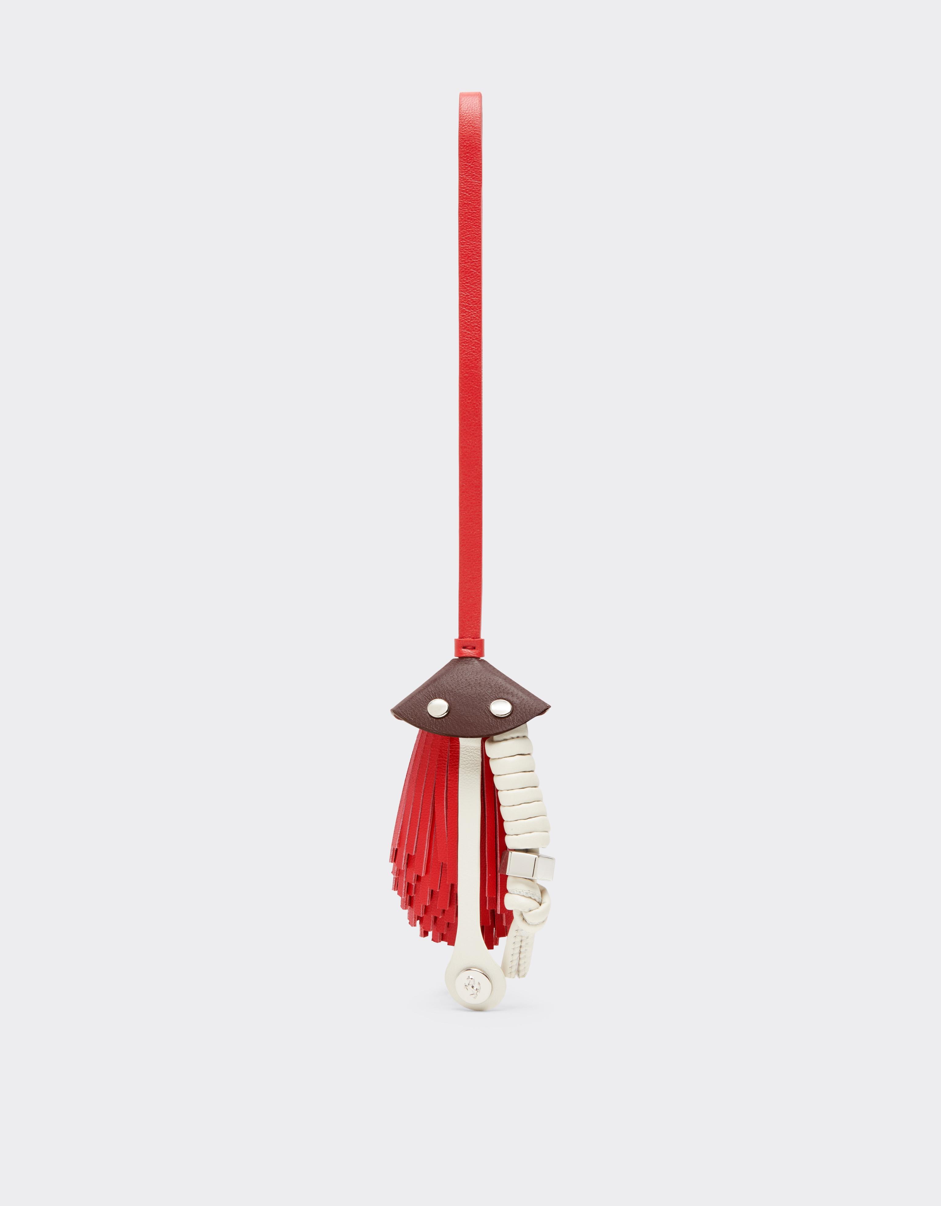 Ferrari Leather Charm With Fringes In Brown