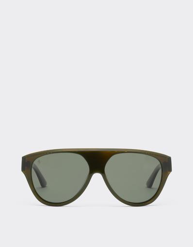 Lunettes de soleil en acétate vert strié avec verres verts polarisés