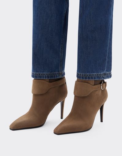 Nubuck Ankle Boots with High Heel