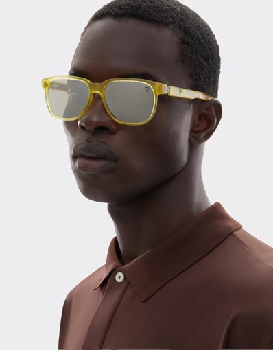 Scuderia Ferrari transparent yellow sunglasses with mirrored lenses